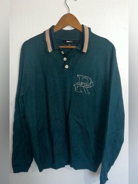 Fashion Nova Men "Very Rare" Knit Polo Sweater - Teal Green - Size M
